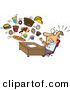 Vector of a Food Flying Towards Shocked Cartoon Businessman Sitting Behind His Office Desk by Toonaday