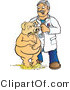 Vector of a Friendly Doctor Helping Sick Pig Vomiting by Snowy