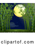 Vector of a Full Moon over Bamboo Forrest Path by