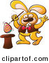 Vector of a Funny Bunny Making an Easter Egg Float out of a Magical Hat by Zooco