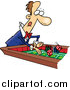 Vector of a Gambling Man Playing Craps Table - Cartoon Design by Toonaday
