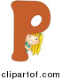 Vector of a Girl Beside Alphabet Letter P by BNP Design Studio