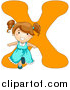 Vector of a Girl Beside Alphabet Letter X by BNP Design Studio