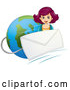 Vector of a Girl Beside an Email Envelope over Earth by Graphics RF