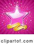 Vector of a Gold Banner Below a Shiny Pink Star, with a Sparkling Background by Elaineitalia