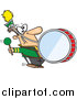 Vector of a Goofy Marching Band Drummer Man Banging a Drum - Cartoon Style by Toonaday