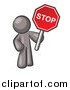 Vector of a Gray Man Holding a Red Stop Sign by Leo Blanchette
