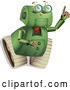Vector of a Green Robot Pointing and Looking up by