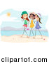 Vector of a Group of Girls Talking on a Beach by BNP Design Studio