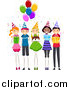 Vector of a Group of Happy Children at a Birthday Party by BNP Design Studio