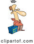 Vector of a Grumpy Cartoon Man Voting at a Ballot Box by Toonaday