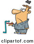 Vector of a Grumpy Cartoon Man with Long Squirt of Toothpaste Hanging off of His Brush by Toonaday