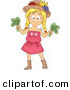 Vector of a Happy and Healthy Cartoon Girl Holding Fresh Picked Spinach Leave from Her Garden by BNP Design Studio