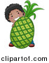 Vector of a Happy Black Boy Standing Behind a Giant Pineapple by BNP Design Studio