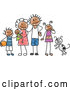 Vector of a Happy Black Family with Dog by C Charley-Franzwa