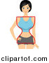Vector of a Happy Black Haired Woman with an Outlined Hour Glass Figure by BNP Design Studio