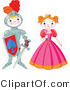 Vector of a Happy Boy Knight Standing Beside Pretty Princess by Pushkin