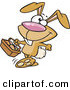Vector of a Happy Brown Easter Bunny Walking with a Basket Full of Painted Eggs by Toonaday