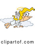 Vector of a Happy Cartoon Angel Flying in the Clouds with a Gold Halo by Toonaday