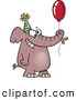Vector of a Happy Cartoon Birthday Elephant with a Red Balloon by Toonaday