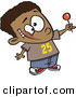 Vector of a Happy Cartoon Black Boy with a Lollipop by Toonaday