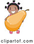 Vector of a Happy Cartoon Black Girl Holding a Big Pear While Smiling by BNP Design Studio