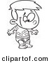 Vector of a Happy Cartoon Boy Covered in Boo Boo Bandages - Coloring Page Outline by Toonaday
