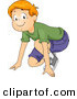 Vector of a Happy Cartoon Boy Crouched down and Prepared to Run by BNP Design Studio