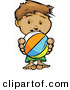 Vector of a Happy Cartoon Boy Holding a Beach Ball by Chromaco