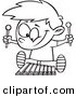 Vector of a Happy Cartoon Boy Playing a Xylophone - Coloring Page Outline by Toonaday