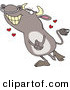 Vector of a Happy Cartoon Bull Infatuated with Love Hearts by Toonaday