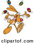 Vector of a Happy Cartoon Bunny Rabbit Juggling Easter Eggs by Toonaday