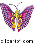 Vector of a Happy Cartoon Butterfly with Pink and Purple Wings and a Yellow Body by Zooco
