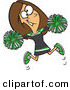 Vector of a Happy Cartoon Cheerleader Jumping with Pom Poms by Toonaday