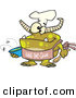 Vector of a Happy Cartoon Chef Monster Wearing a "Kiss the Cook" Apron by Toonaday
