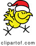 Vector of a Happy Cartoon Christmas Chicken Running While Wearing Santa Hat by Zooco