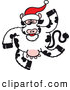 Vector of a Happy Cartoon Cow Wearing a Santa Hat While Dancing by Zooco