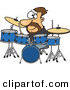 Vector of a Happy Cartoon Drummer Playing with His Instruments by Toonaday