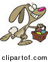 Vector of a Happy Cartoon Easter Bunny Walking with a Basket Full of Eggs by Toonaday