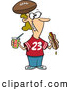 Vector of a Happy Cartoon Female Football Fan with Hot Dog, Soda, and Football Hat by Toonaday