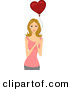 Vector of a Happy Cartoon Girl Holding a Valentine's Love Heart Balloon by BNP Design Studio