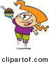 Vector of a Happy Cartoon Girl Jumping with an Ice Cream Sundae by Toonaday