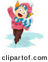 Vector of a Happy Cartoon Girl Singing and Ice Skating by BNP Design Studio