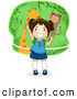 Vector of a Happy Cartoon Girl Telling a Zoo Themed Story by BNP Design Studio
