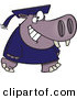 Vector of a Happy Cartoon Graduate Hippo Walking Forward with Big Smile on His Face by Toonaday