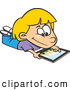 Vector of a Happy Cartoon Kid Using an IPad Computer Tablet by Toonaday