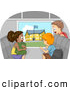 Vector of a Happy Cartoon Kids Viewing a School from a Bus Window by BNP Design Studio