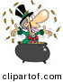 Vector of a Happy Cartoon Leprechaun Tossing Coins into the Air from His Pot of Gold by Toonaday