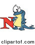 Vector of a Happy Cartoon Newt Leaning Against the Alphabet Letter N by Toonaday