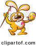 Vector of a Happy Cartoon Orange Bunny Rabbit Painting an Easter Egg by Zooco